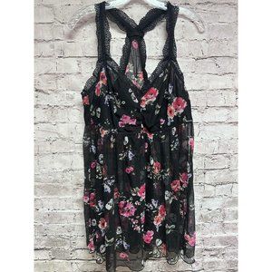 Torrid Women’s Baby Doll Lingerie Sheer Black Skull Floral No Size 1 Or 2?